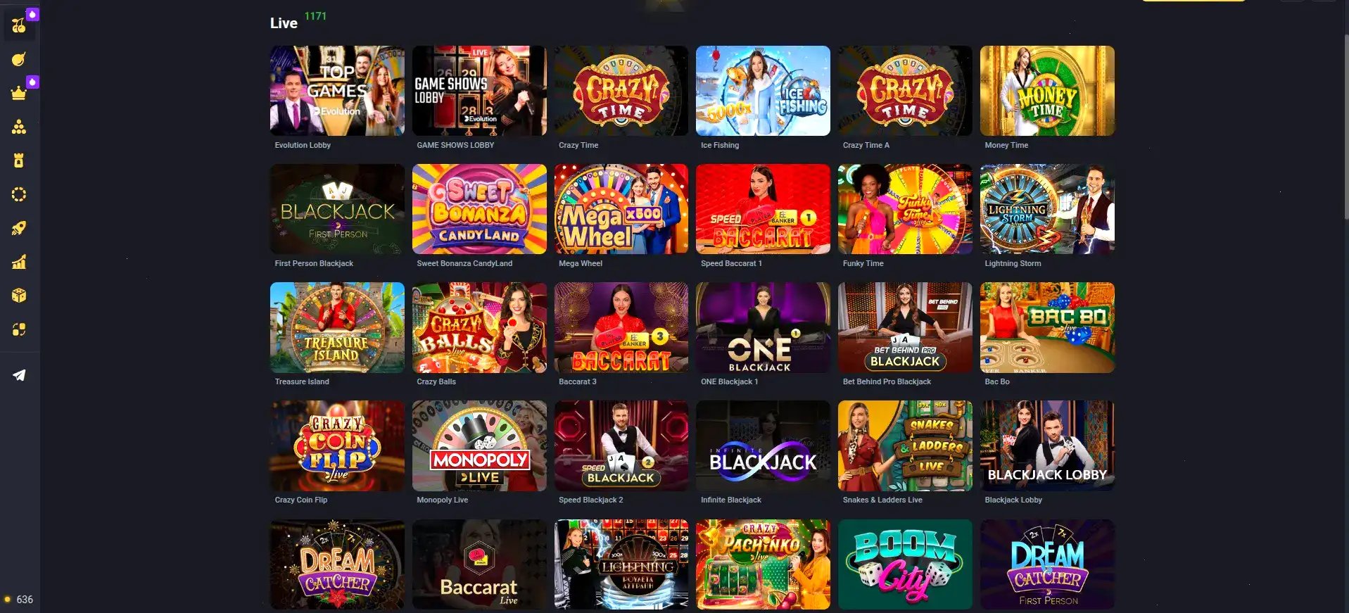 Интерфейс игрового зала Флип казино